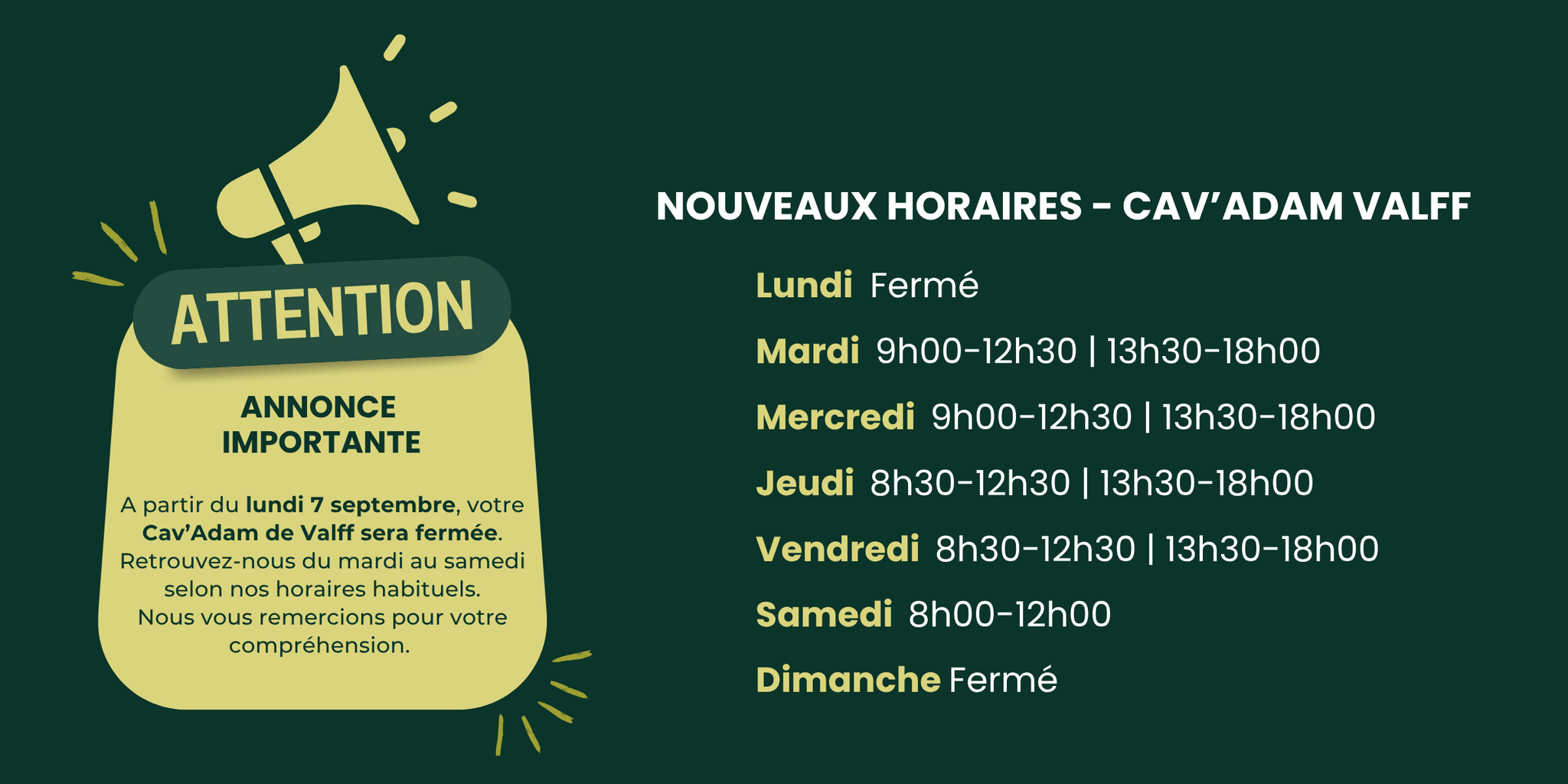 Nouveaux Horaires Valff 